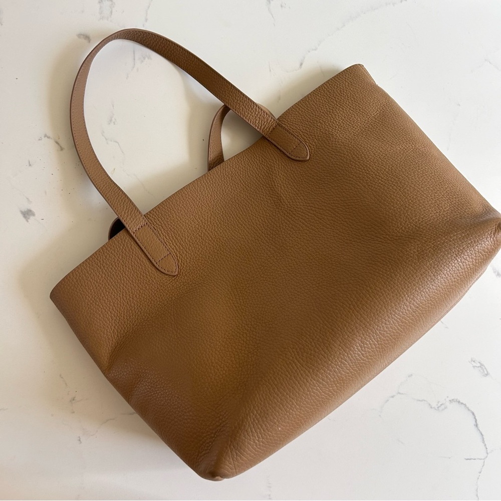 Cuyana Small Structured Leather Tote Tan Beige